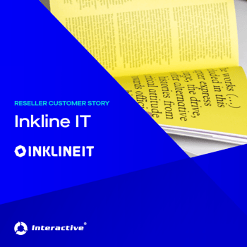 A promotional image for Inkline IT featuring an open book with yellow pages at the top and a blue background with white text and logos at the bottom.