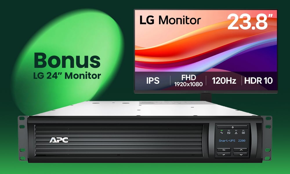 APC Smart‑UPS with bonus LG 24‑inch monitor.