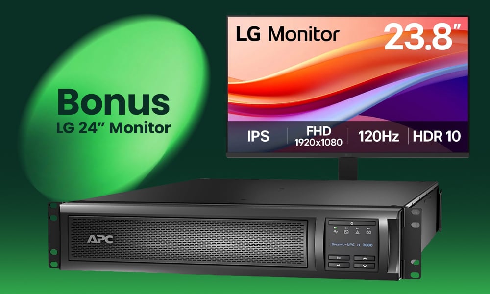 APC Smart‑UPS with bonus LG 24‑inch monitor.
