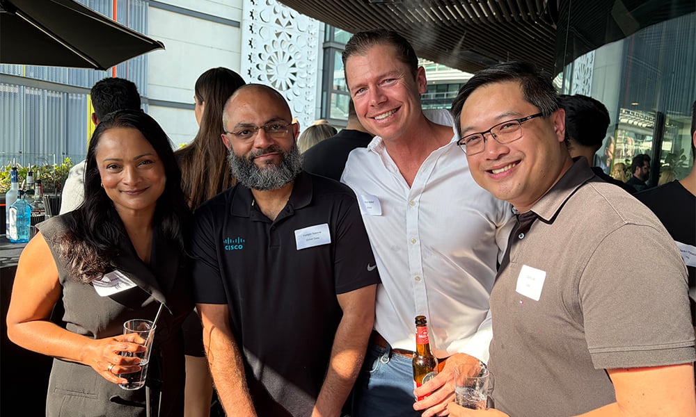 Group of people in an outdoor Cisco event
