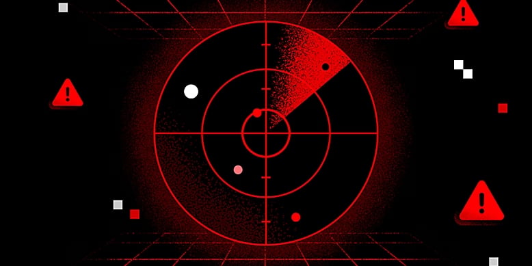 Cybersecurity threat detection radar graphic