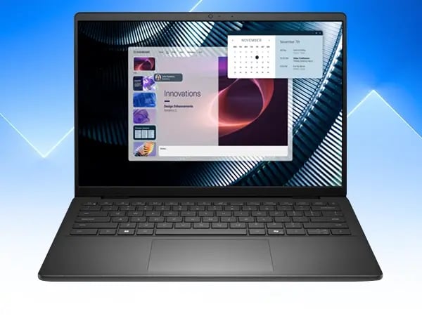 Dell laptop showing a split-screen interface with time management and planning tools.