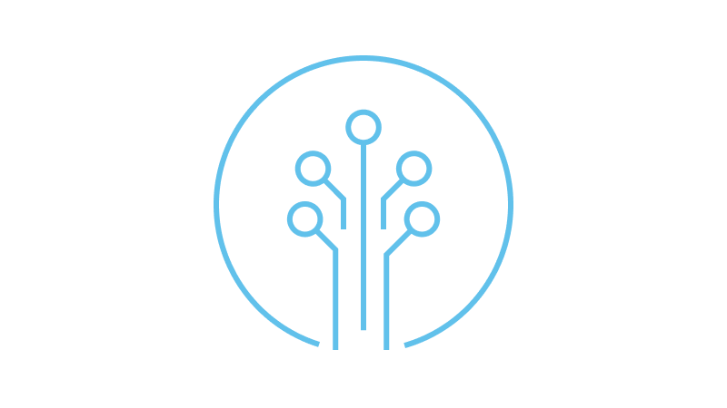 Line icon representing automated provisioning with connected nodes inside a circle.