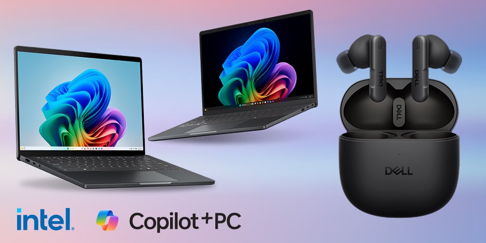 Dell Copilot+ laptops and wireless earbuds with Intel branding