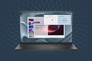 Open laptop displaying a software interface on the screen.