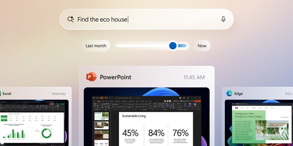 Computer screen showing PowerPoint and Edge windows with a search bar at the top.