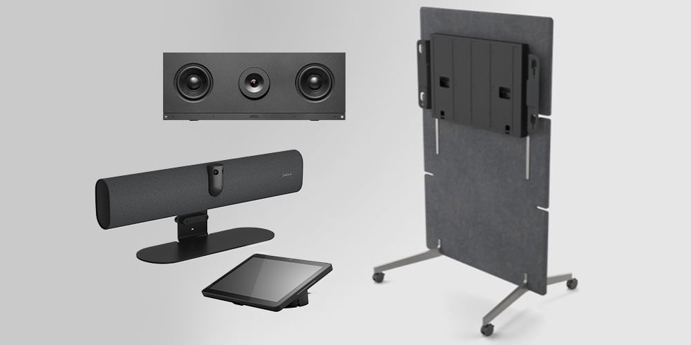 Mobile stand with a mounted panel and wheels for easy movement.