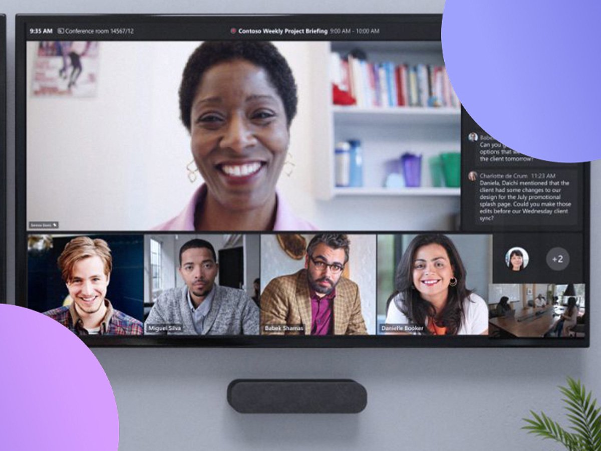 Video call interface showing multiple participants on screen.