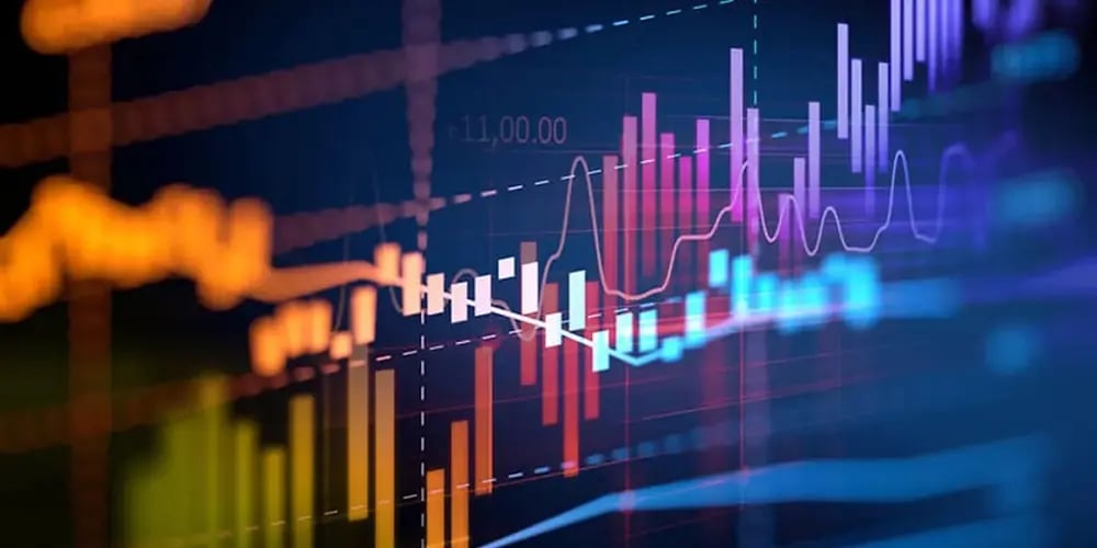 Colorful bar and line graphs on a dark background, representing data analysis and detection trends.