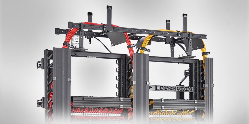 Eaton server racks on a light background