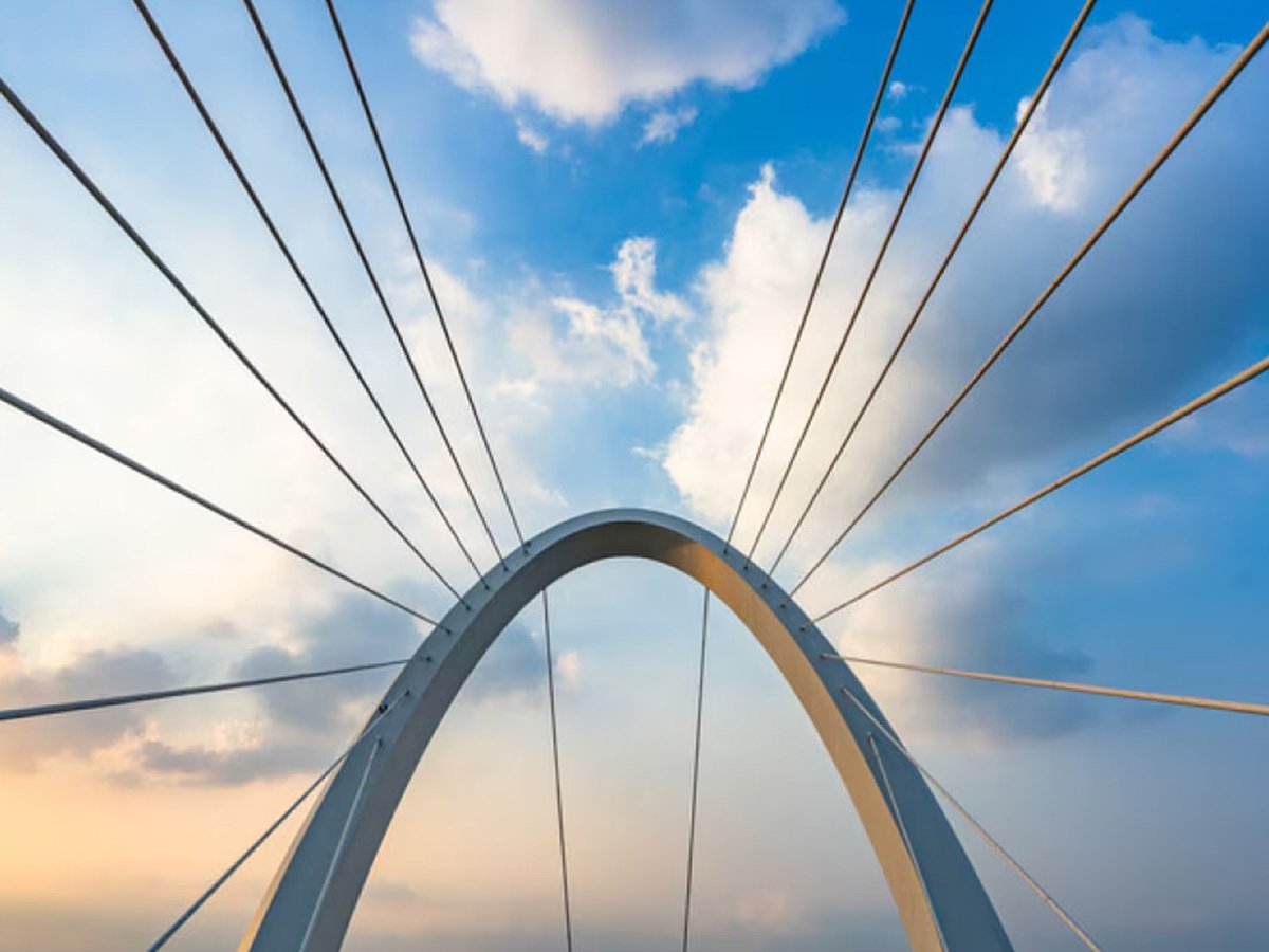 Clouds in the sky with abstract geometric shapes