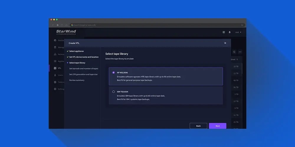 Screenshot of StarWind software on a blue background