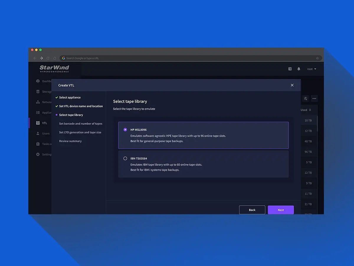 Screenshot of StarWind software on a blue background