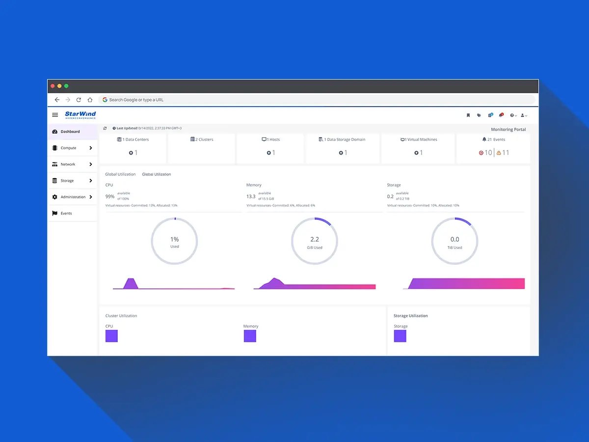 Screenshot of StarWind software on a blue background