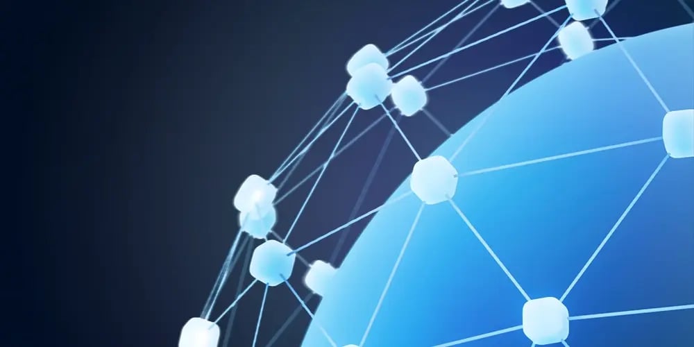 Abstract network nodes over globe