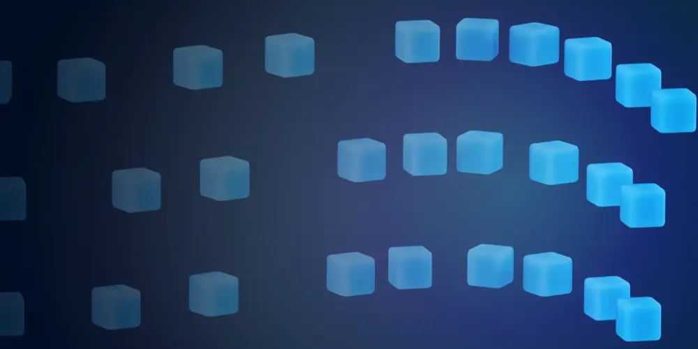 Floating cubes forming data flow