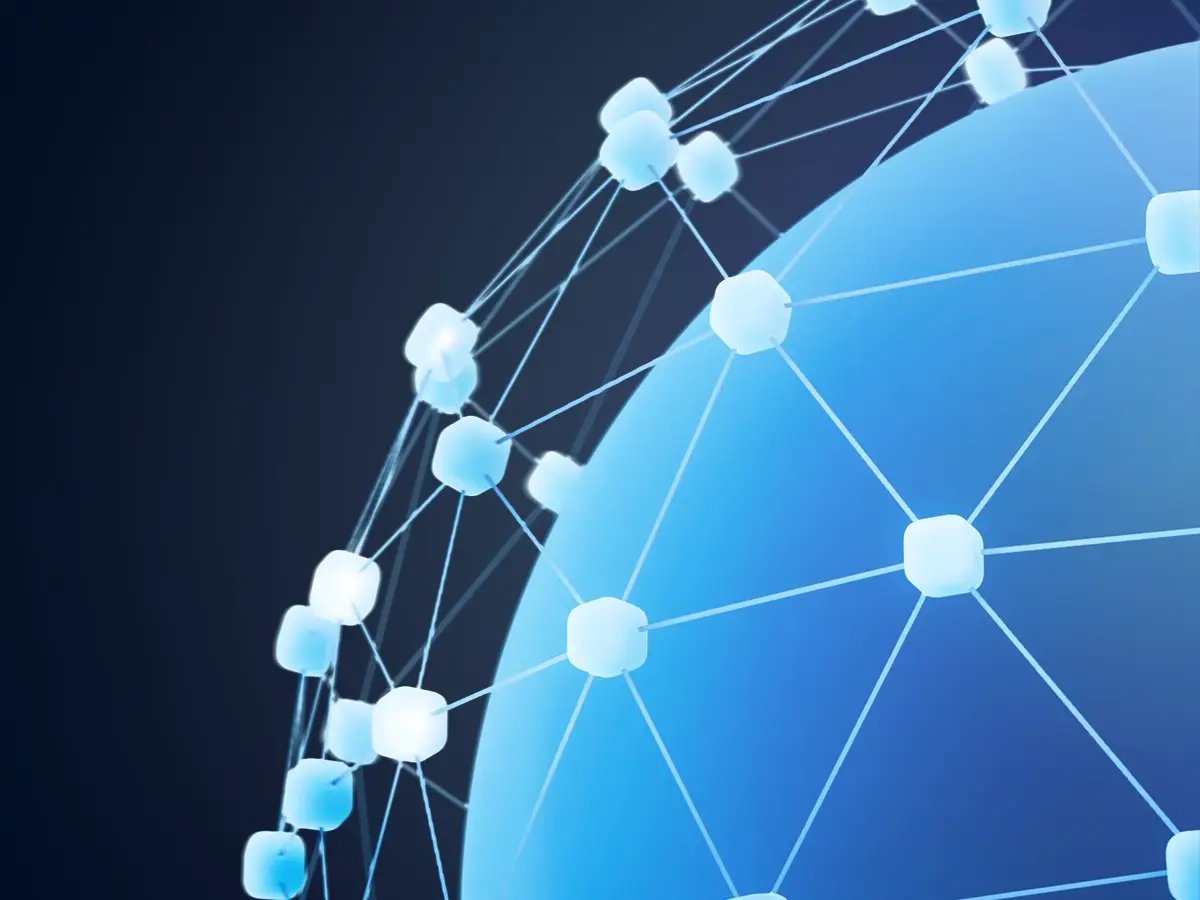 Abstract network nodes over globe