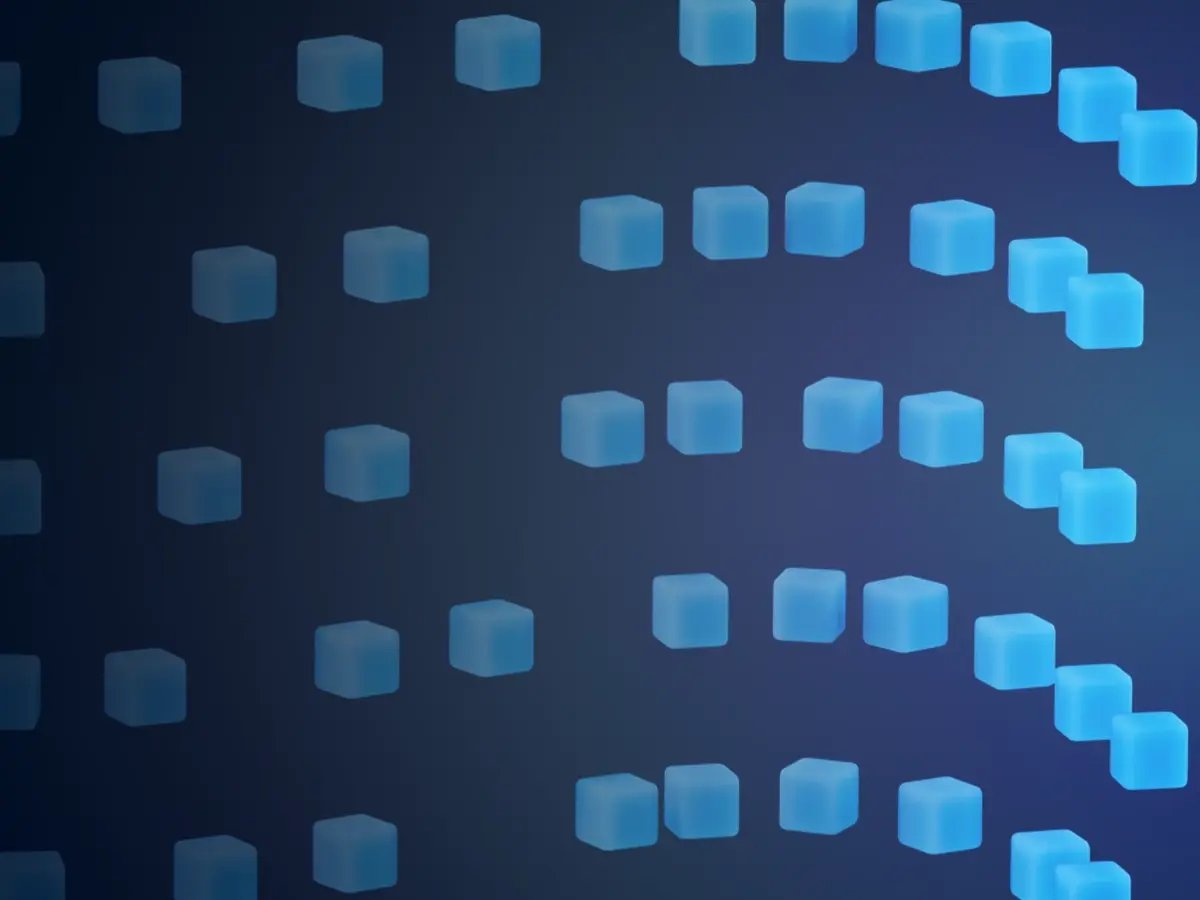 Floating cubes forming data flow