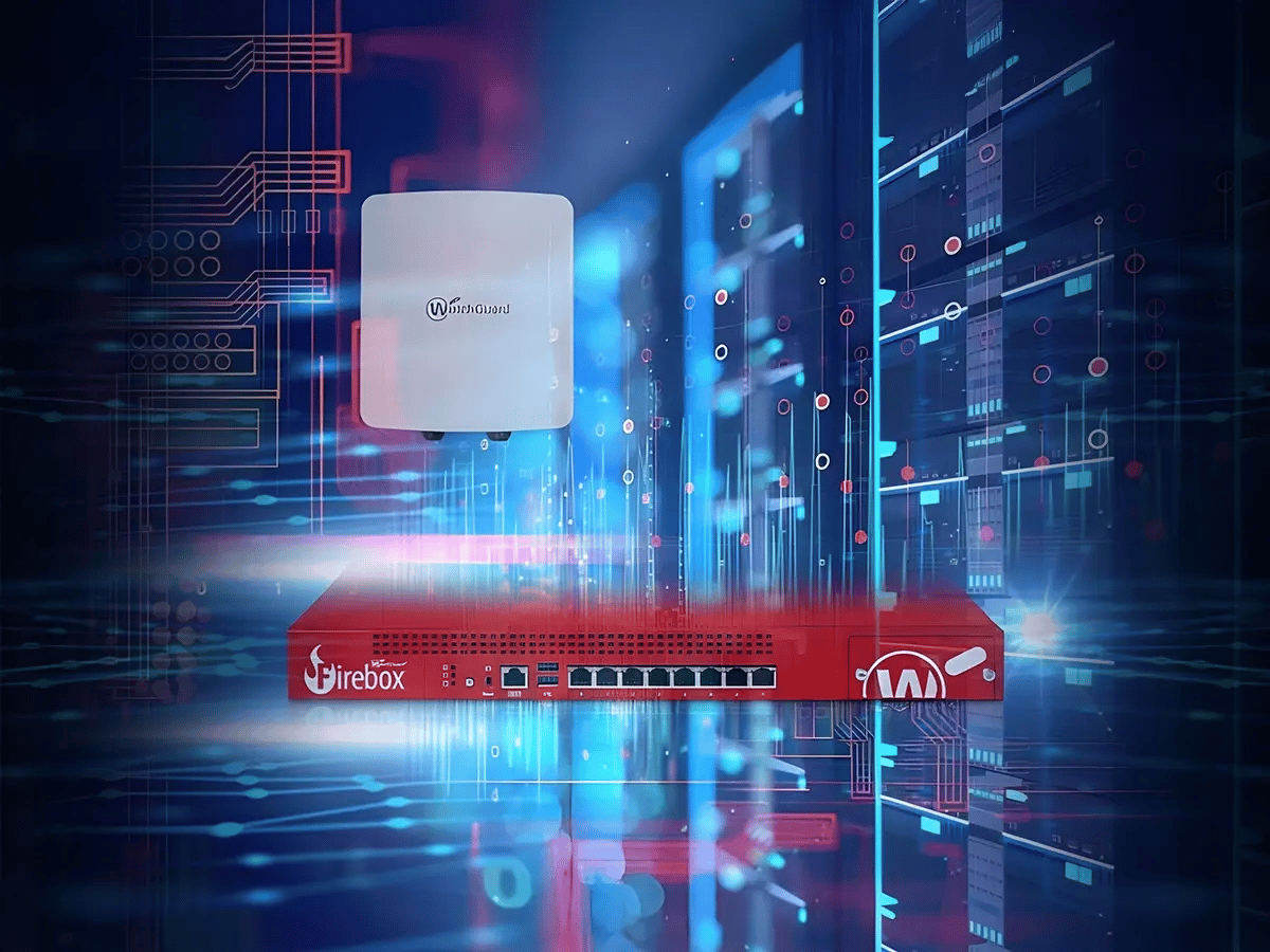 A digital representation of a network system featuring a white device labeled 