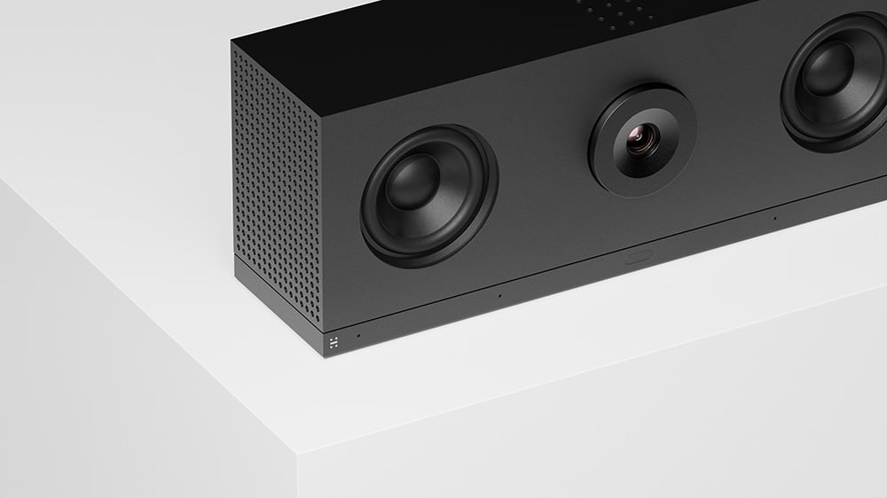 Closeup of  the Huddly video bar