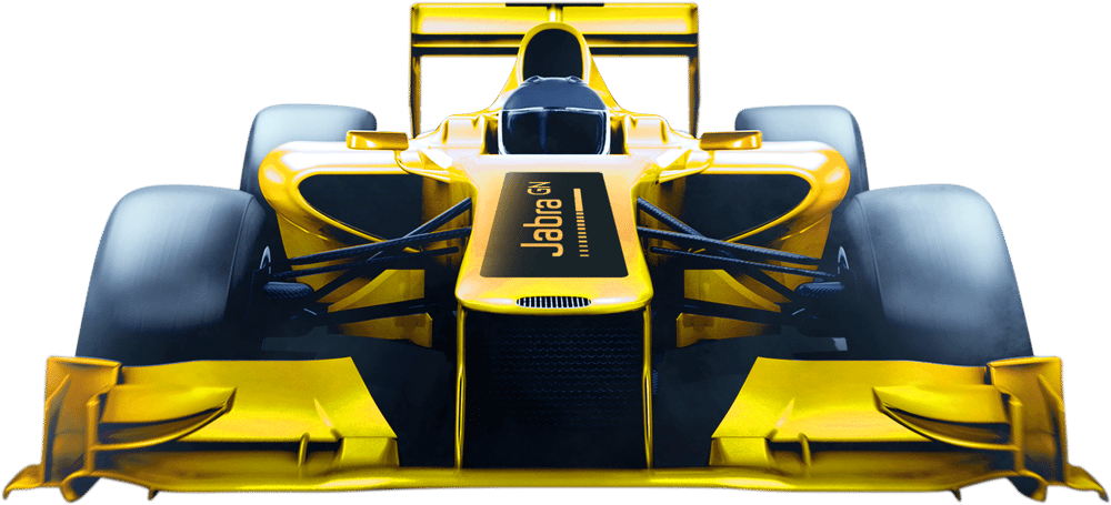 Yellow Formula 1 car with Jabra logo