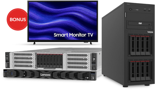 Lenovo server and storage with a bonus Samsung Monitor TV