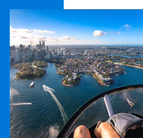 Flying in a helicopter over Sydney