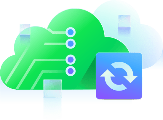 Stylised cloud icon with refresh icon