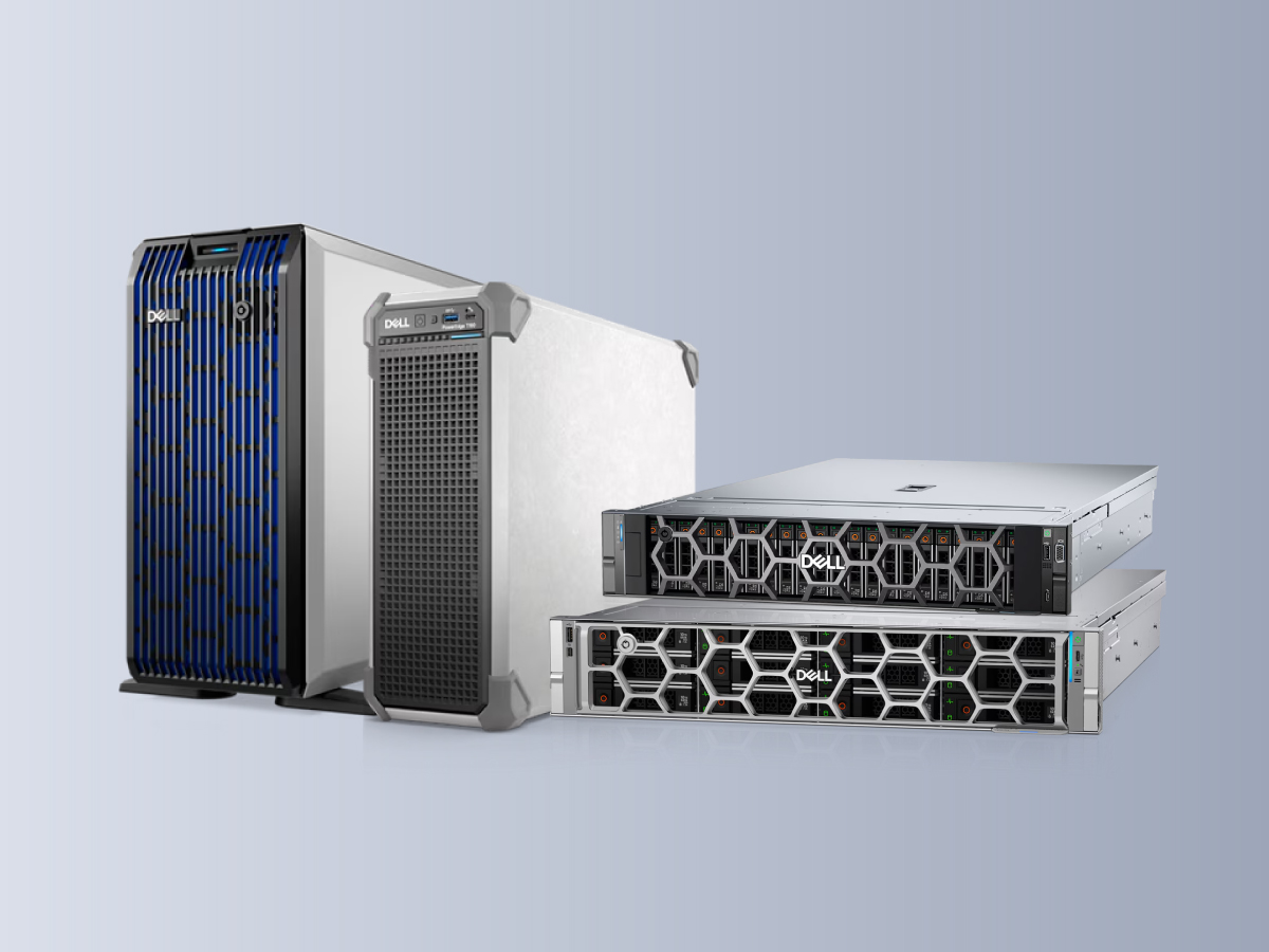 Two Dell server racks and two server towers