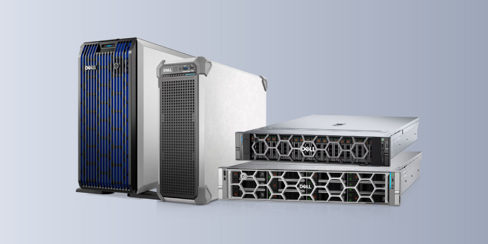 a range of dell server racks and towers