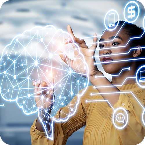 Person working with a holographic tech screen Person working with a holographic tech screen